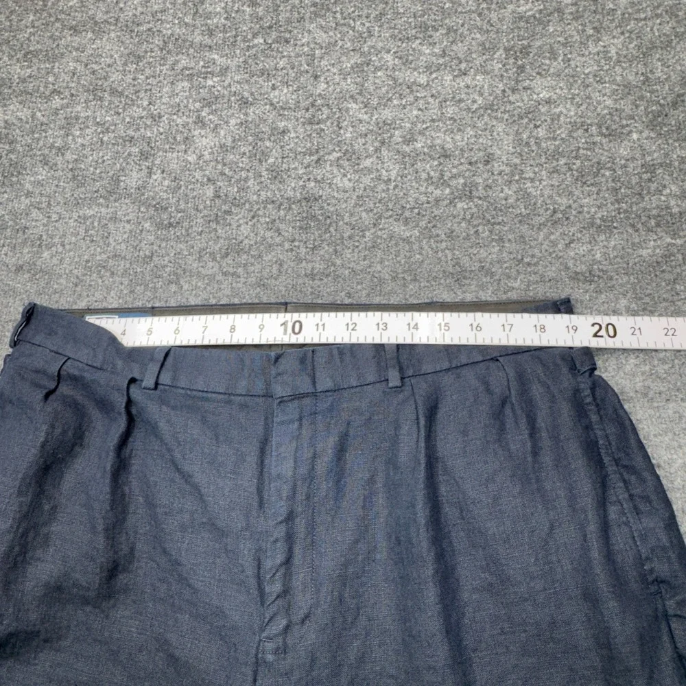 Vintage Polo Ralph Lauren Pants Mens 38x32 Blue Linen Buckle Pleated Cuffed